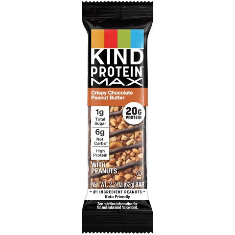 slide 1 of 1, KIND Protein Max Crispy Chocolate Peanut Butter Snack Bar, 2.2 oz