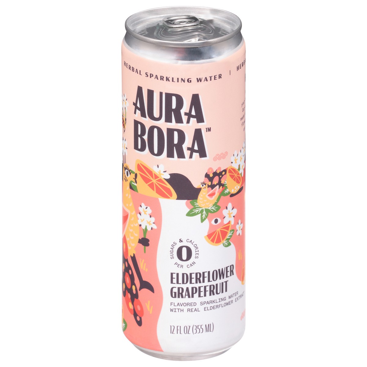 slide 6 of 9, Aura Bora Elderflower Grapefruit Sparkling Water- 12 fl oz,