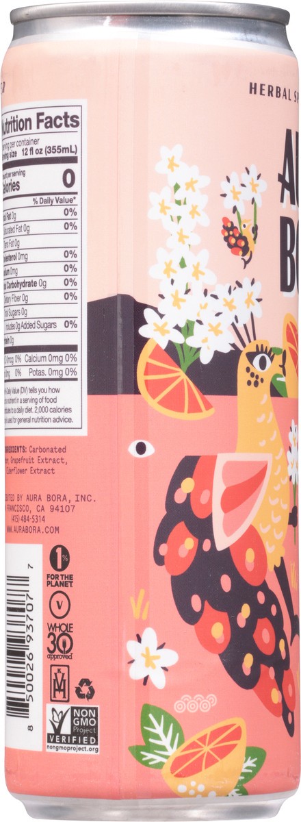 slide 4 of 9, Aura Bora Elderflower Grapefruit Sparkling Water- 12 fl oz,
