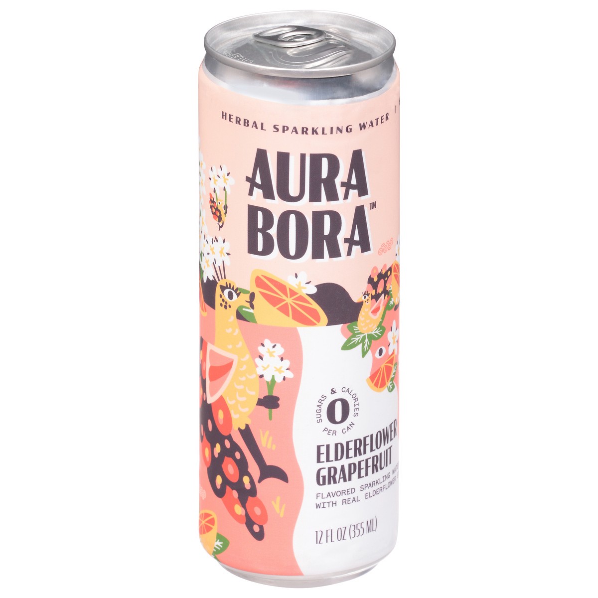 slide 1 of 9, Aura Bora Elderflower Grapefruit Sparkling Water- 12 fl oz,