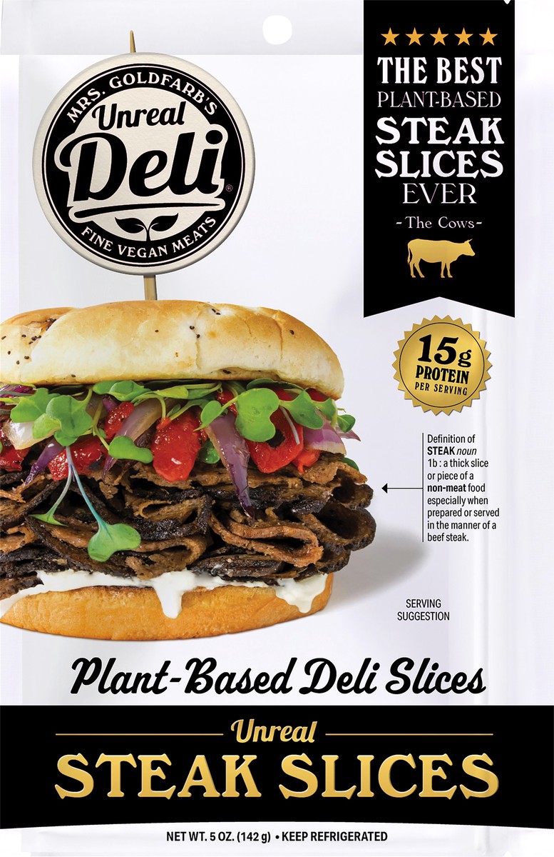 slide 3 of 3, Unreal Deli STEAK SLICES - Plant Based Deli Meat - SLICES, 1 ct