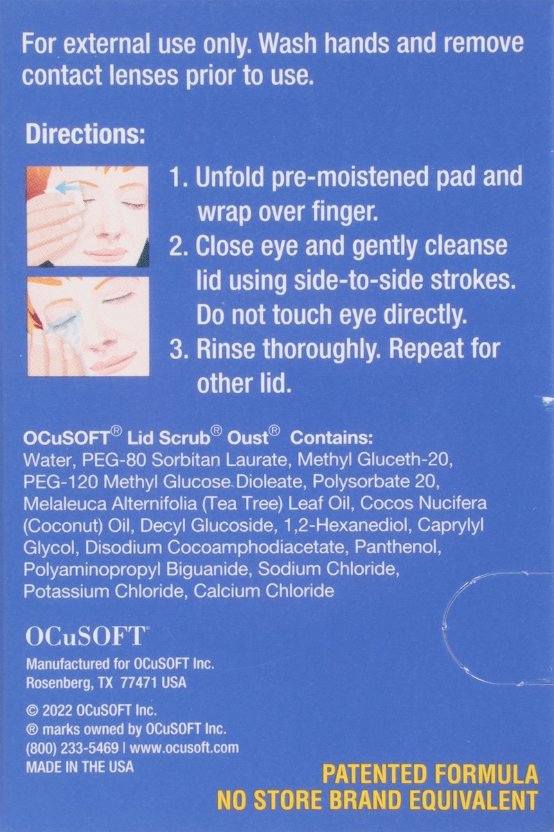 slide 11 of 13, OCuSOFT Lid Scrub Oust Pads Eyelid Cleanser 30 Each, 1 ct