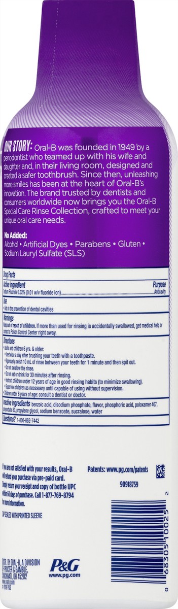 slide 8 of 8, Oral-B Cavity Protection Special Care Oral Rinse - Fortifying Mint, 16 fl oz