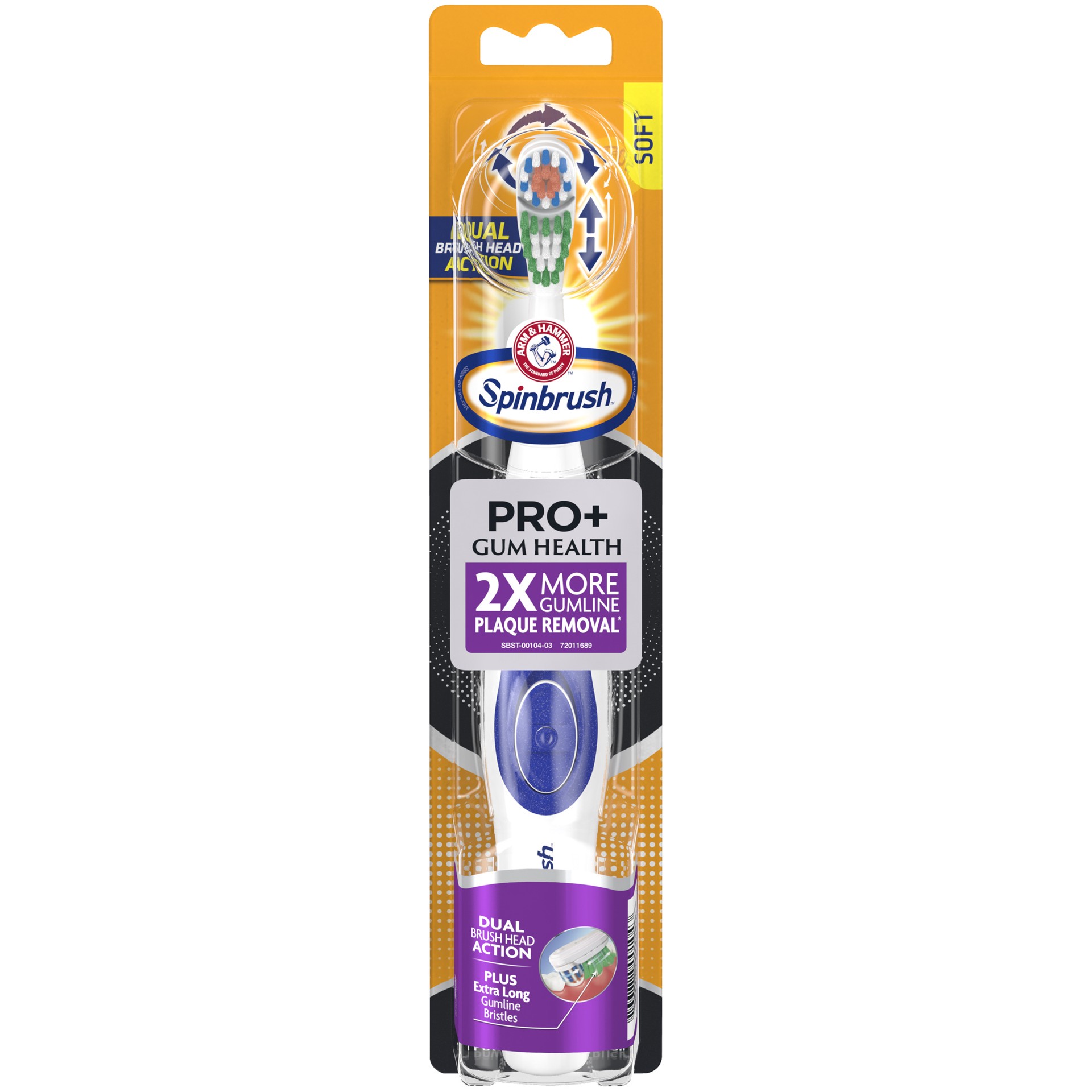 slide 1 of 3, Spinbrush PRO+ Gum Health Electric Toothbrush for Adults, Battery Operated, Helps Plaque Removal, Soft Bristles, 1 ct