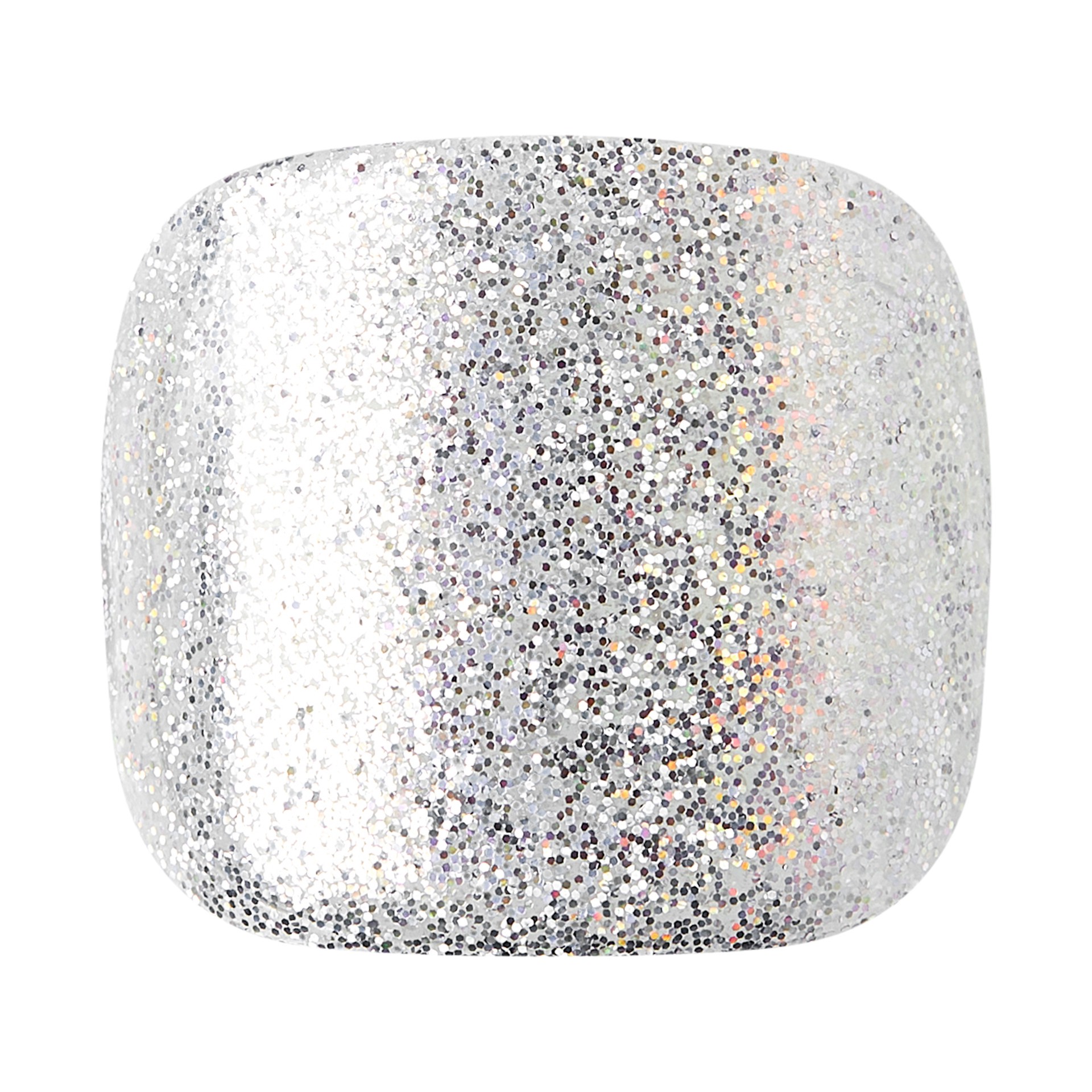 slide 3 of 5, imPRESS KISS imPRESS Press-On Pedicure Glossy Silver Square Fake Toenails – ‘White Sky'' – 30ct, 28 pc