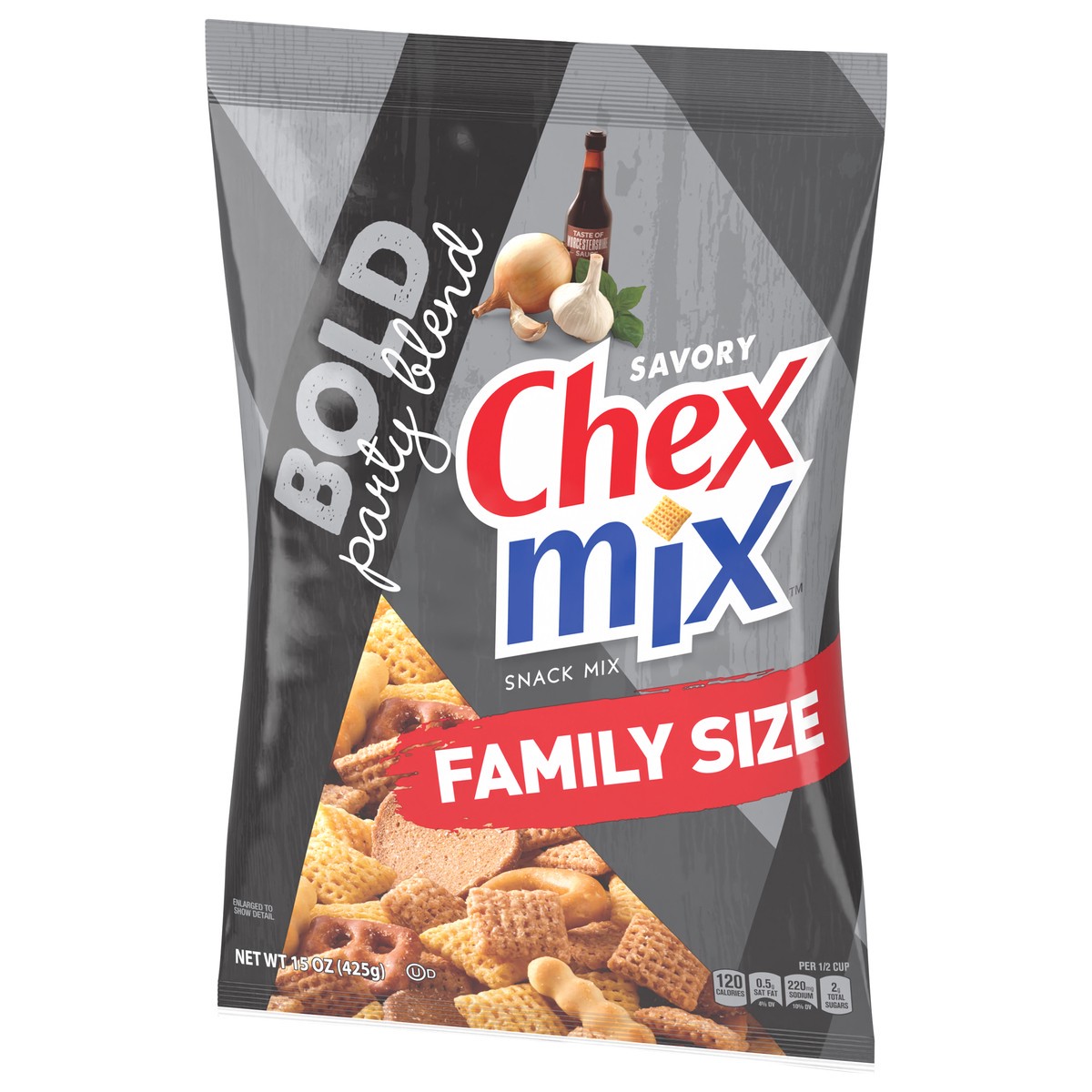 slide 11 of 14, Chex Mix Snack Mix, Bold Party Blend, Savory Snack Bag, Family Size, 15 oz, 15 oz