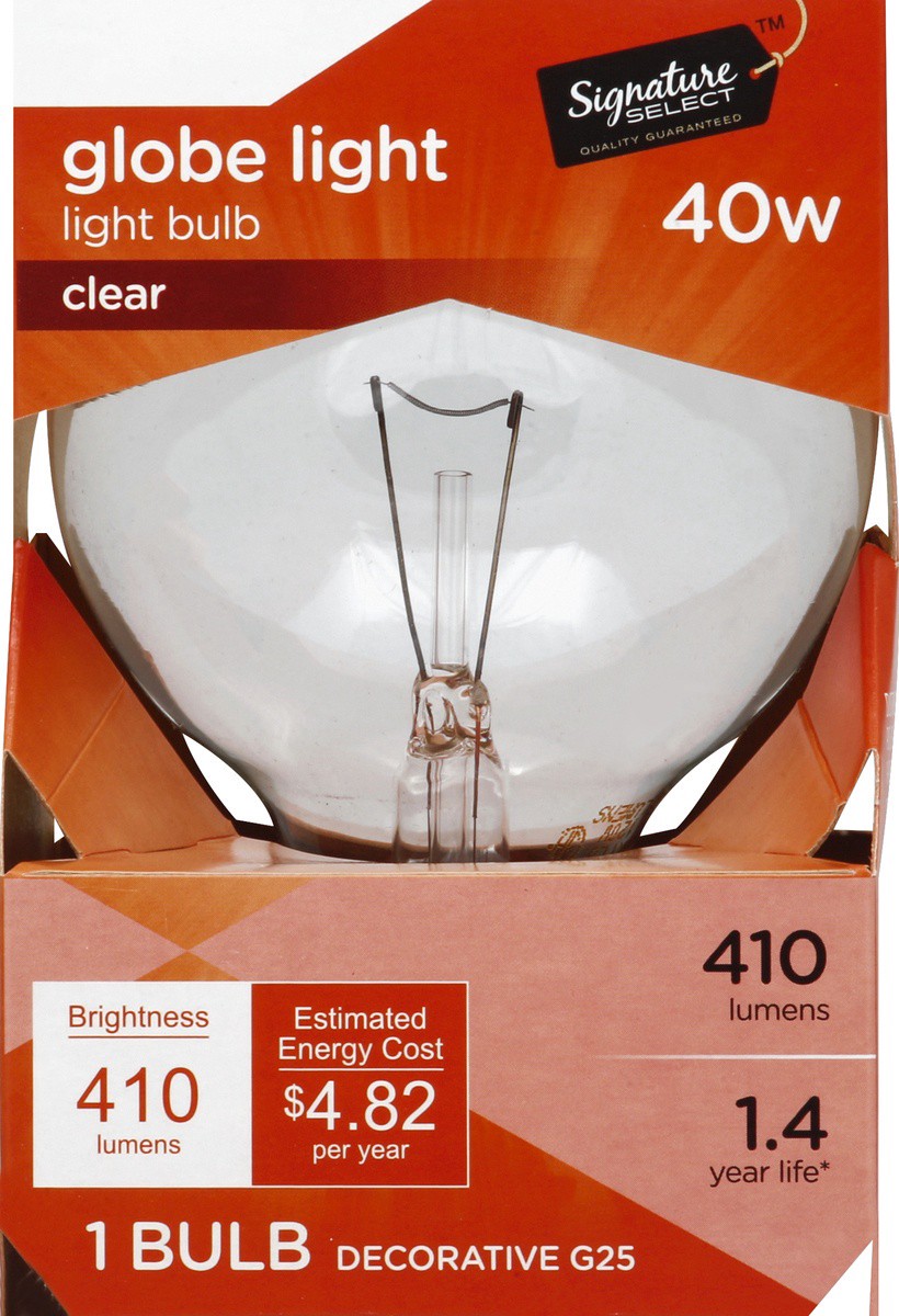 slide 2 of 4, Signature Home Light Bulb Globe Clear 40 Watts 3-1/8 Inch, 1 ct