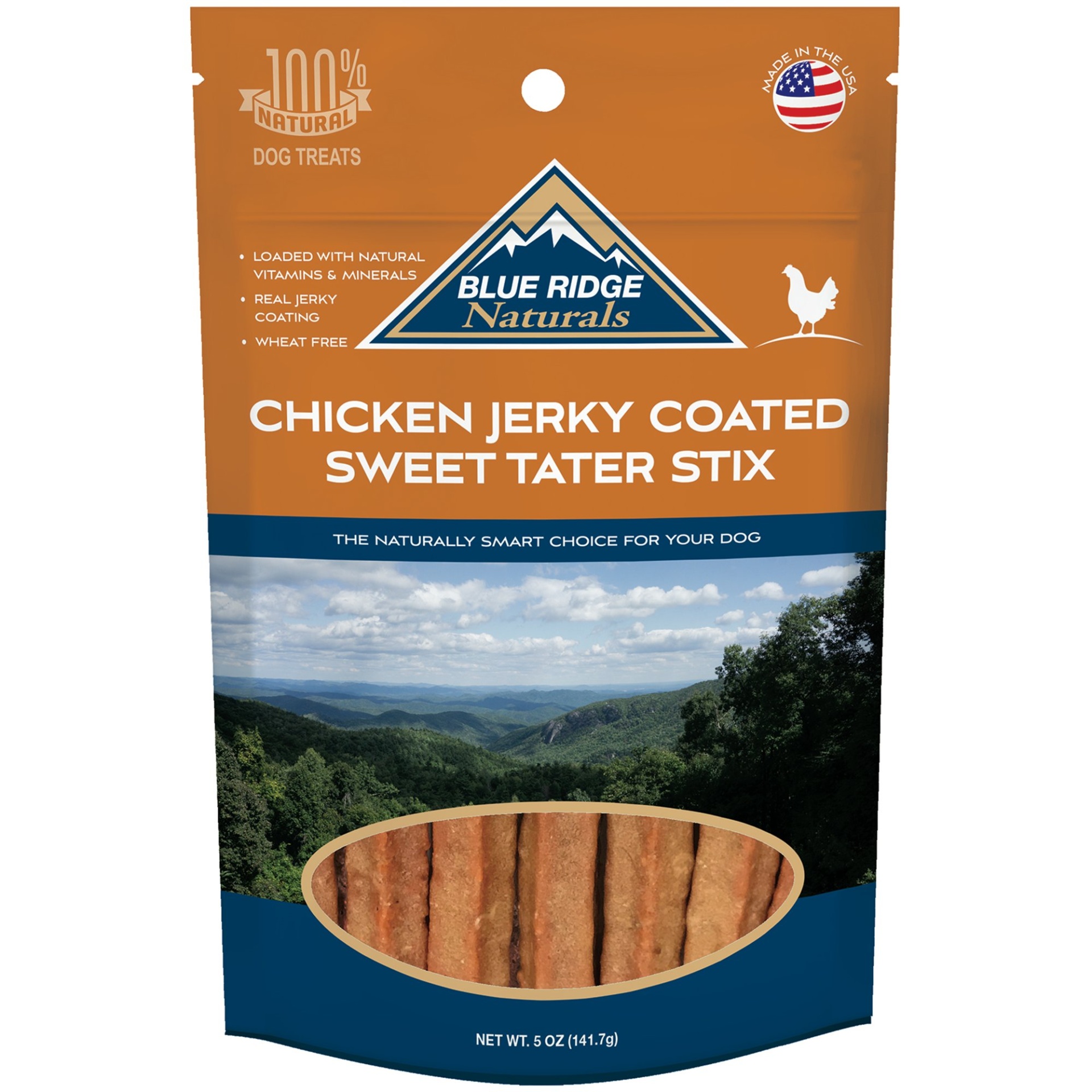 slide 1 of 1, Blue Ridge Naturals Chicken Coated Sweet Tater Stix Dog Treats, 5 oz