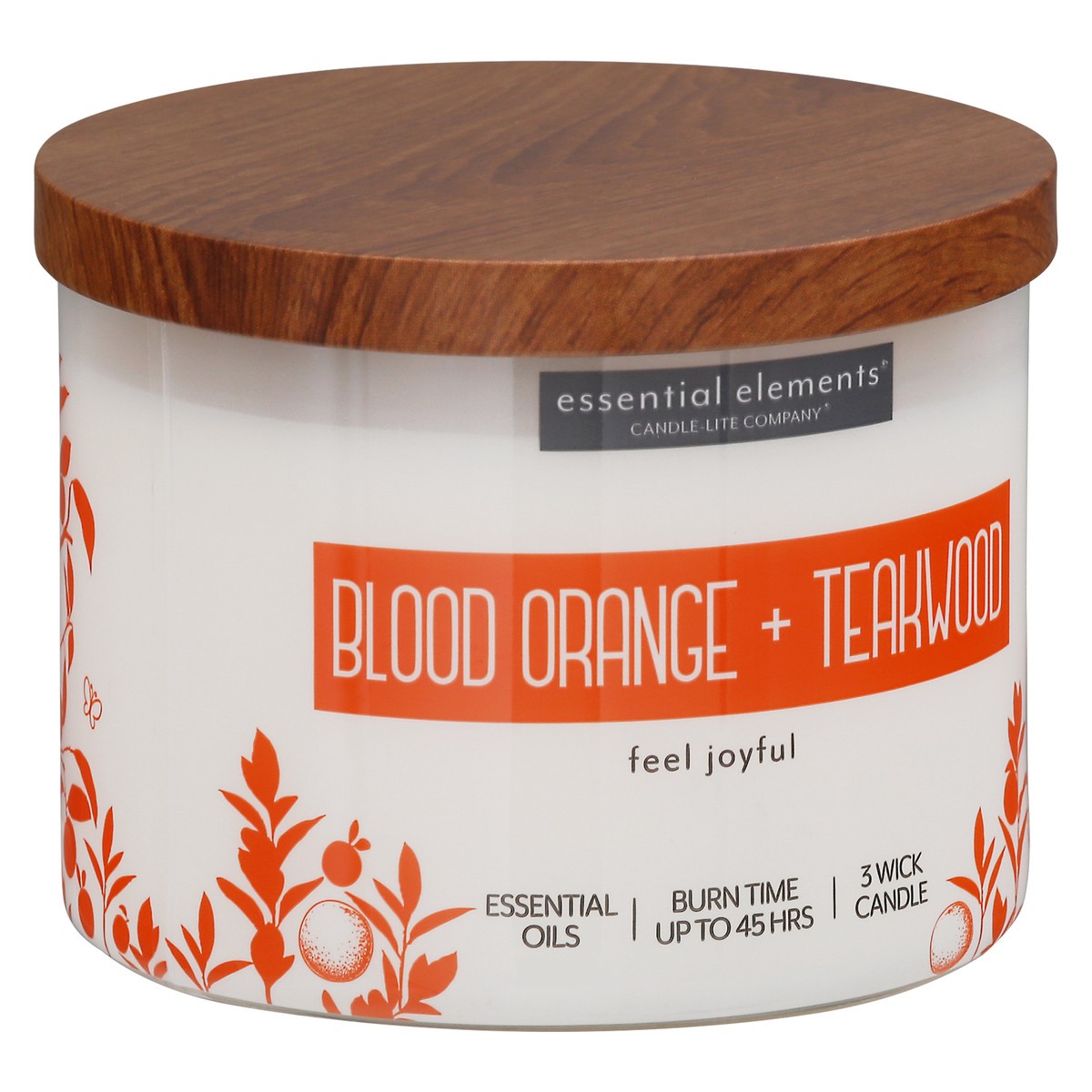 slide 3 of 9, Essential Elements 3 Wick Candle Blood Orange + Teakwood Candle 14.75 oz, 14.75 oz