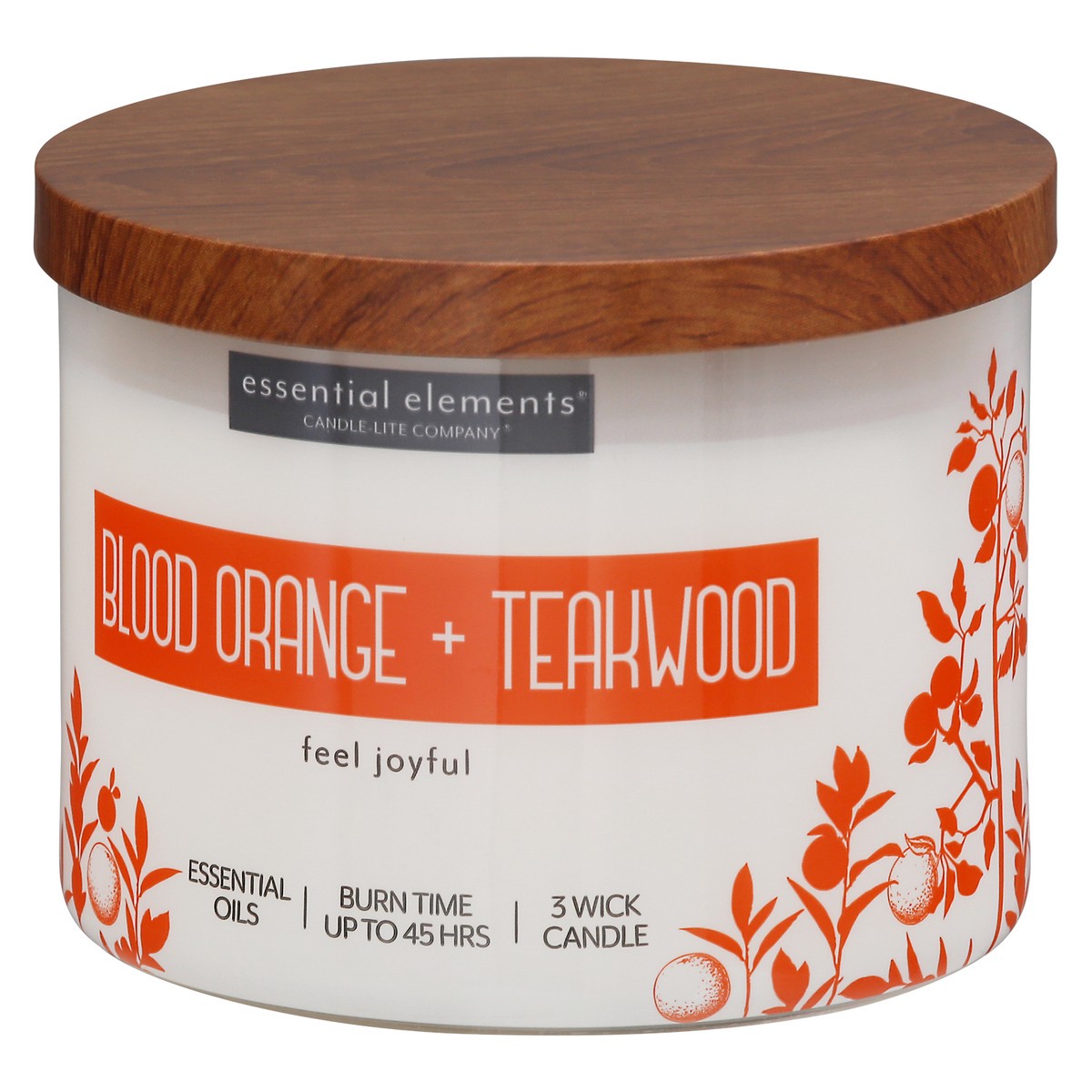 slide 4 of 9, Essential Elements 3 Wick Candle Blood Orange + Teakwood Candle 14.75 oz, 14.75 oz