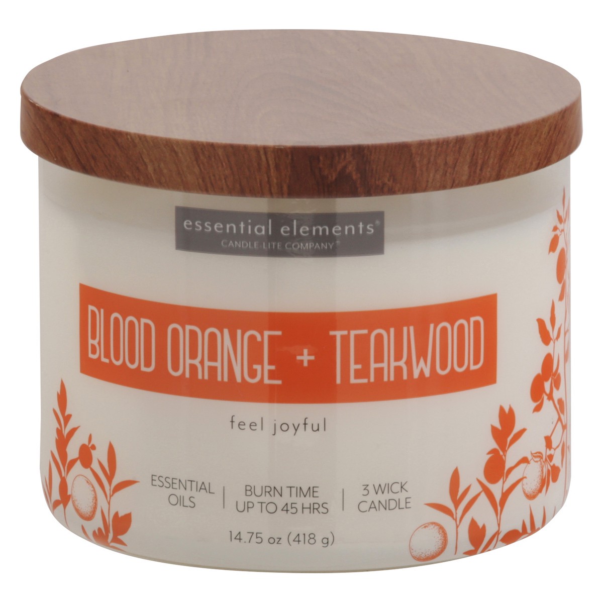 slide 1 of 9, Essential Elements 3 Wick Candle Blood Orange + Teakwood Candle 14.75 oz, 14.75 oz