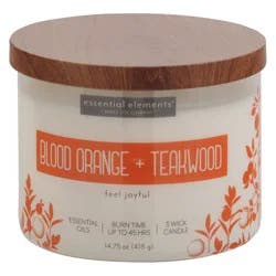 Essential Elements 3 Wick Candle Blood Orange + Teakwood Candle 14.75 oz