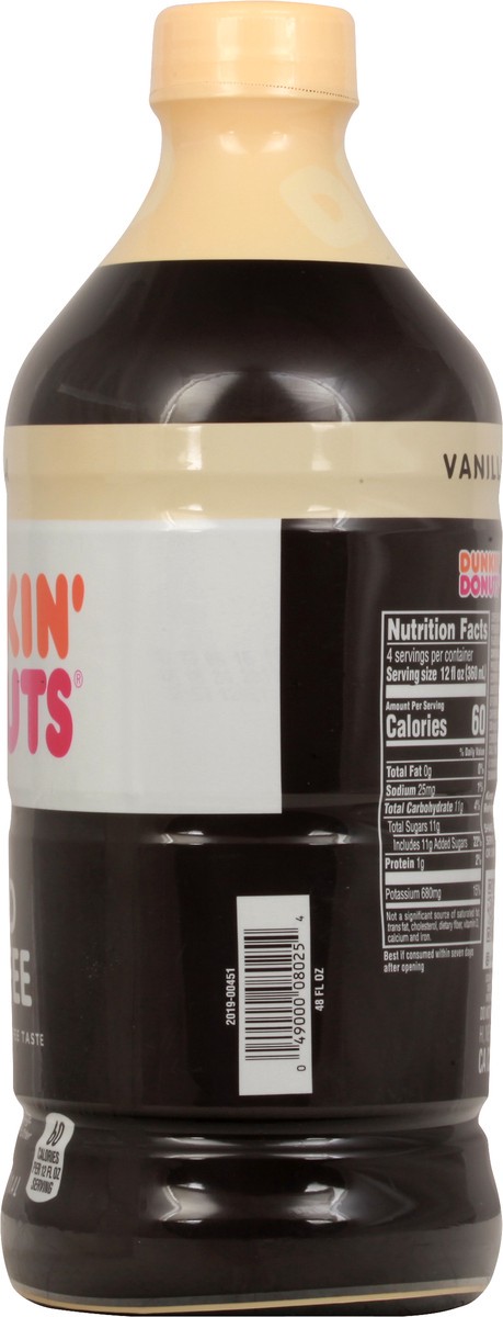 slide 6 of 7, Dunkin' Iced Coffee Vanilla Coffee Beverage - 48 oz, 48 oz