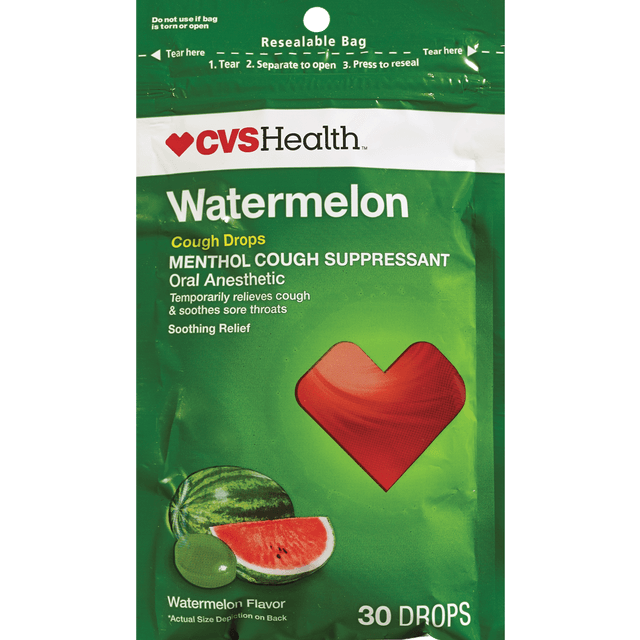 slide 1 of 1, CVS Health Watermelon Cough Drops, 30 ct
