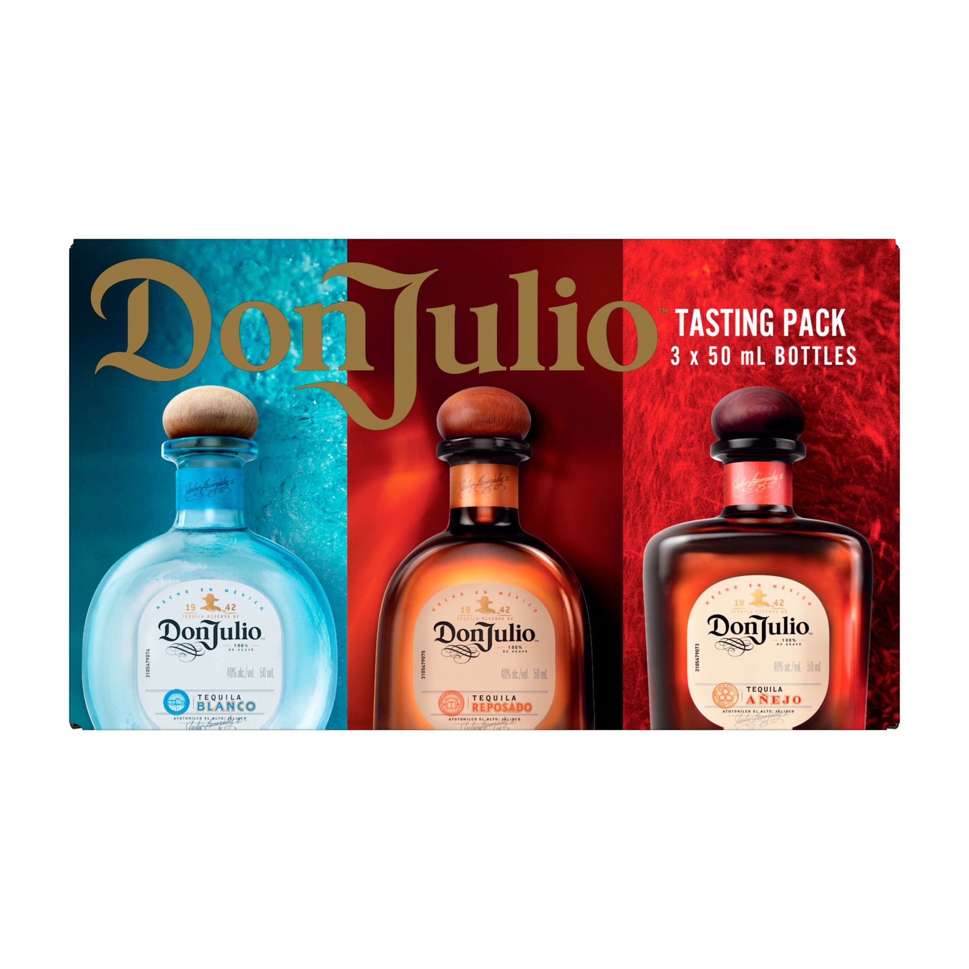 slide 1 of 4, Don Julio Tequila Tasting Pack with Blanco, Reposado, and Añejo, 50 mL Bottles 3 Pack, 50 ml