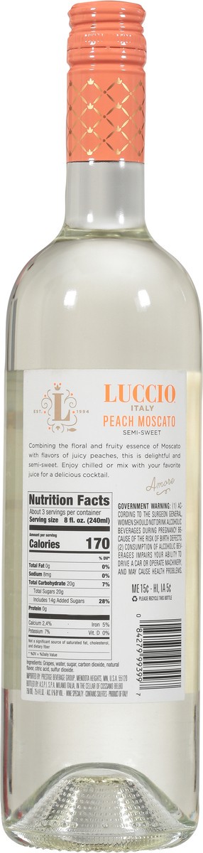 slide 7 of 9, Luccio Semi-Sweet Peach Moscato 25.4 fl oz, 25.4 fl oz