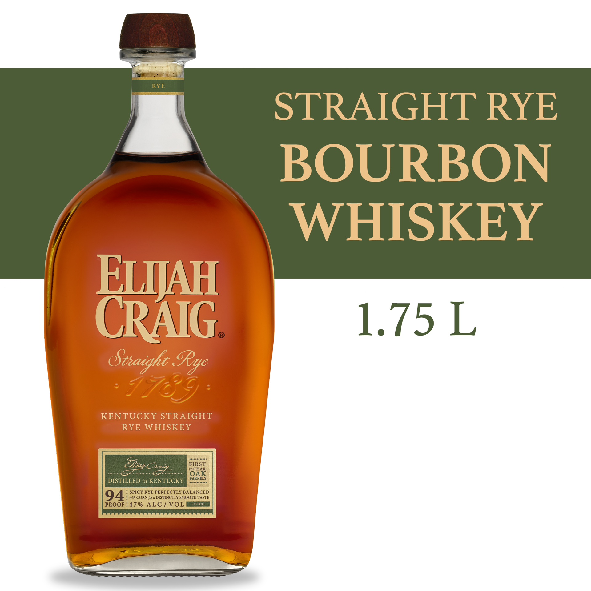 slide 2 of 3, Elijah Craig Rye Whiskey, 1750 ml