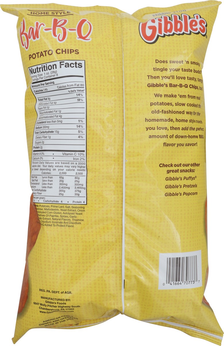 slide 6 of 13, Gibble's Home Style Bar-B-Q Potato Chips 8 oz, 8 oz