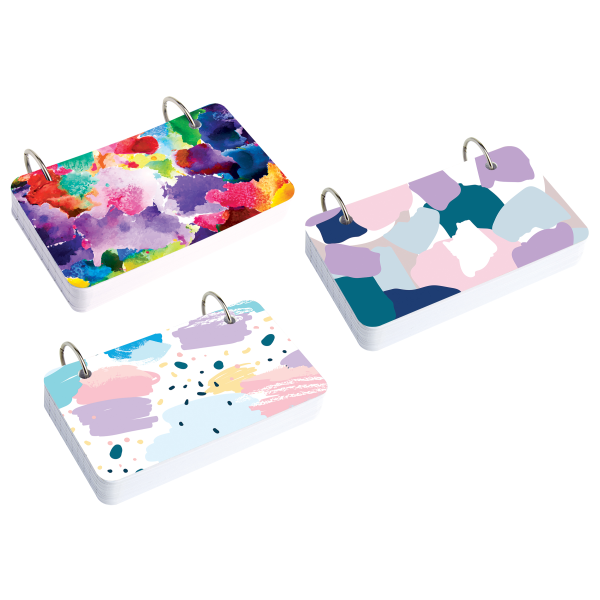 slide 1 of 1, Office Depot Brand 2-Ring Index Cards With Fashion Cover, 3'' X 5'', Assorted Watercolor Designs, 3 in