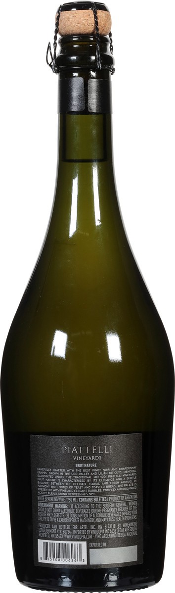 slide 10 of 12, Piattelli Vineyards Brut Nature Pinot Noir/Chardonnay 750 ml, 