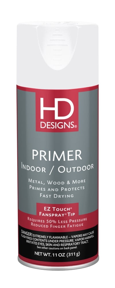 slide 1 of 1, Hd Designs Indoor/Outdoor Primer Spray Paint - White - 11 Ounce, 11 oz