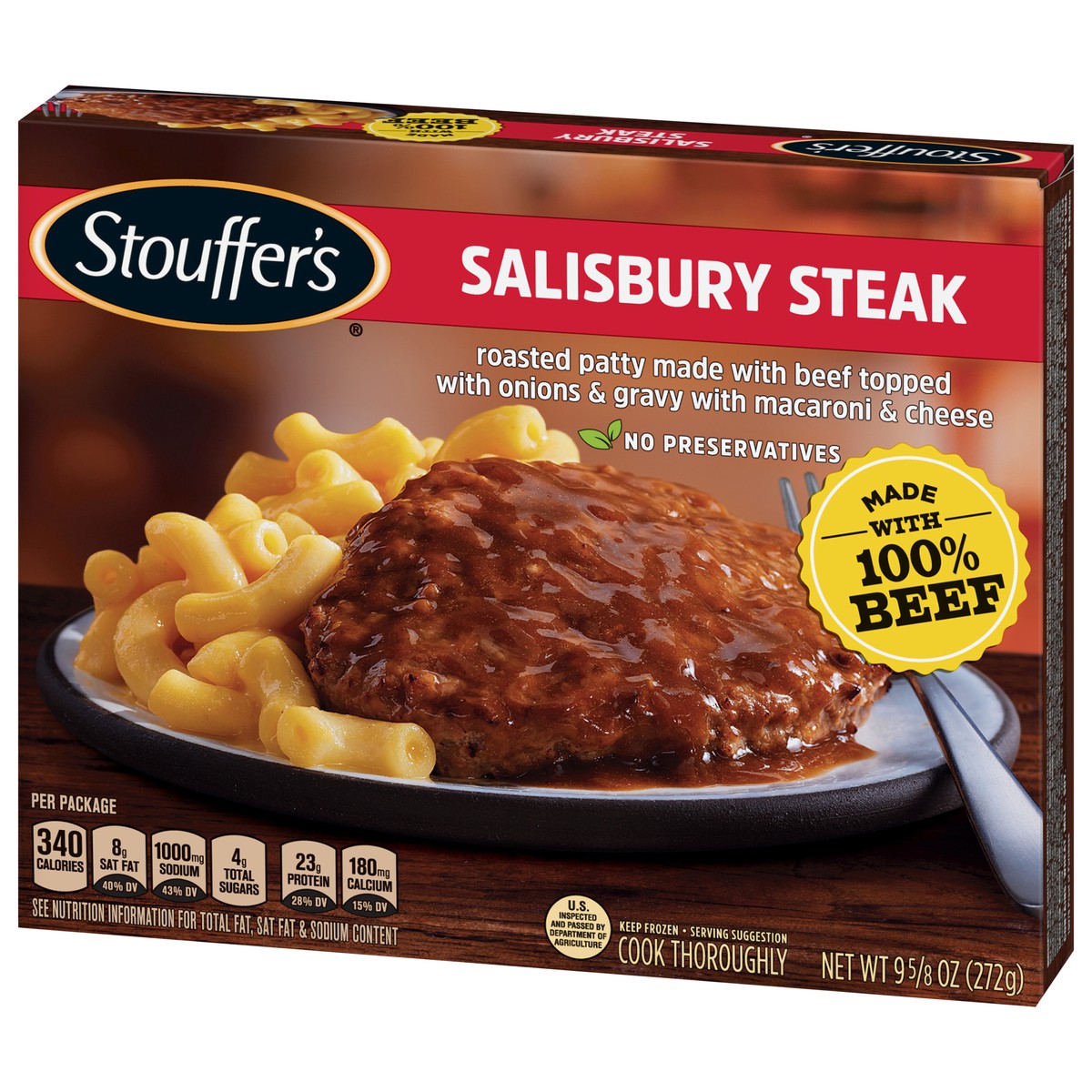 slide 3 of 9, Stouffer's Salisbury Steak Individual Frozen Meal, 9.62 oz