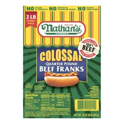 Nathan's Famous Famous Family Pack Colossal Quarter Pound Beef Franks 32 oz
