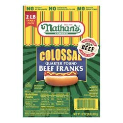 Nathan's Famous Family Pack Colossal Quarter Pound Beef Franks 32 oz