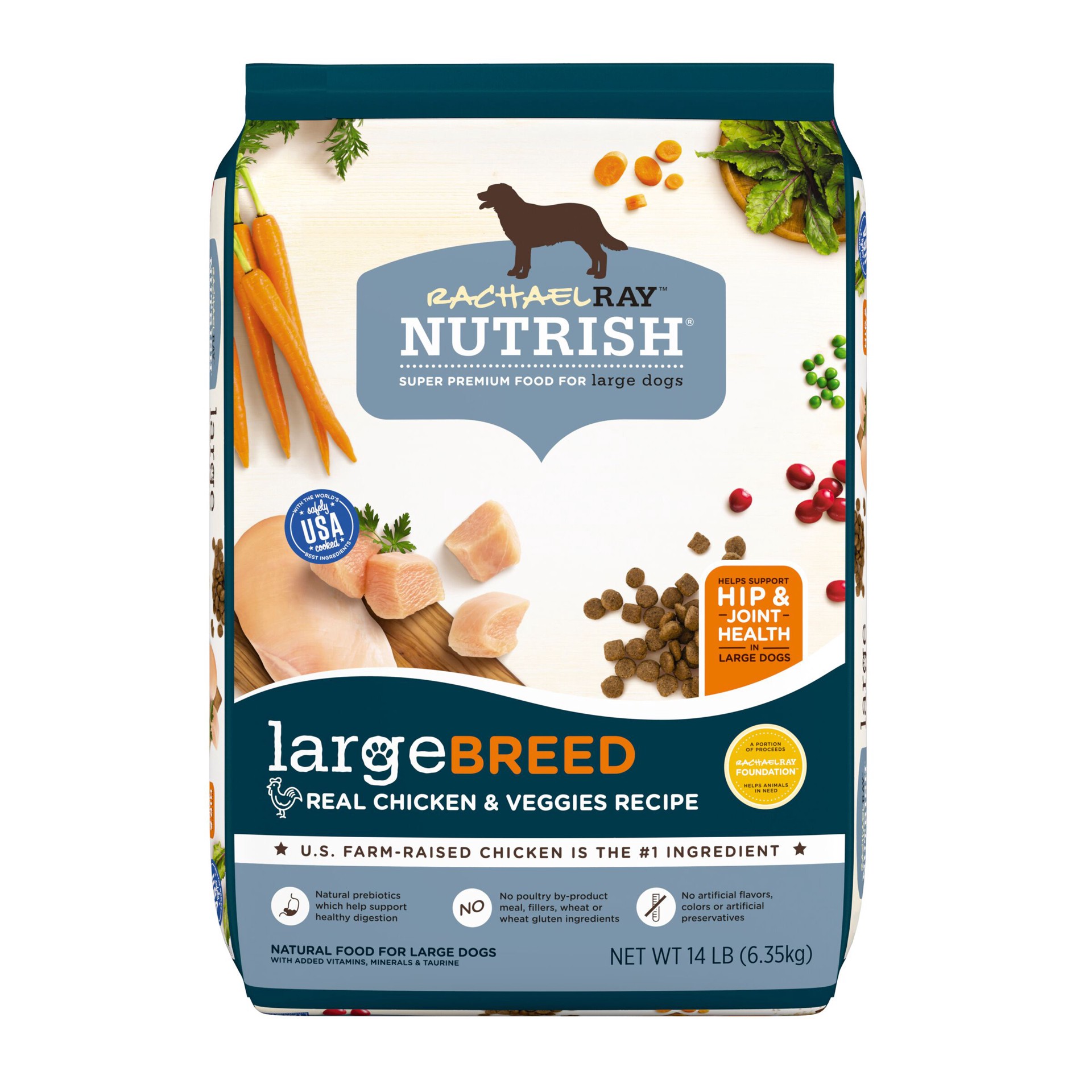 slide 1 of 4, Rachael Ray Nutrish Large Breed Natural Dry Dog Food, Real Chicken & Veggies Recipe, 14 lbs, 14 lb