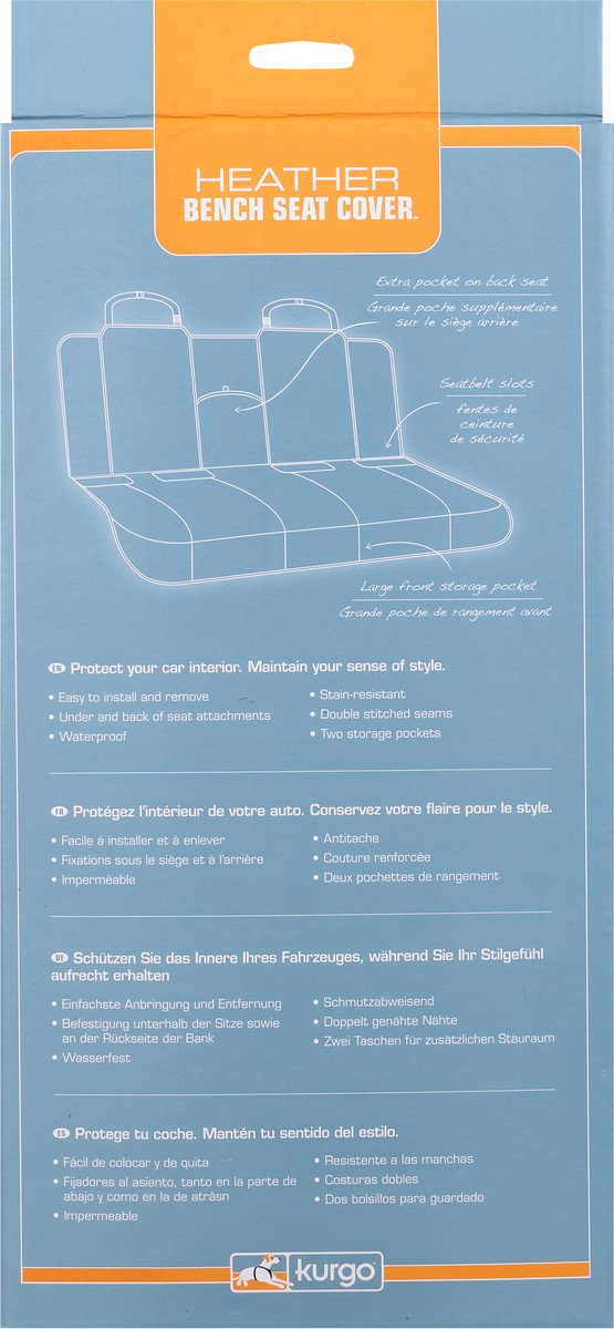 slide 5 of 9, Kurgo Heather Grey/Blue Bench Seat Cover 1 ea, 1 ct