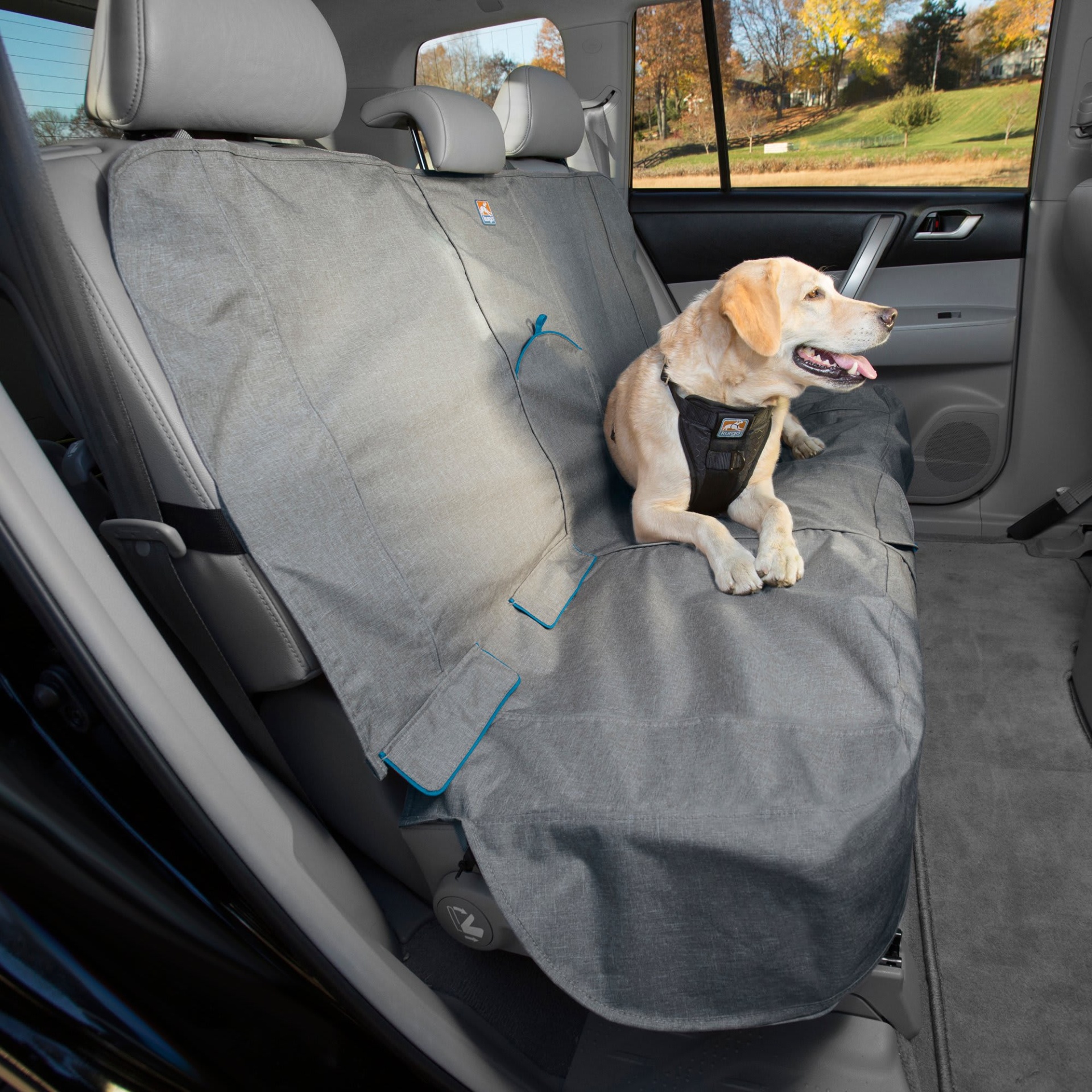 slide 1 of 1, Kurgo Grey and Blue Bench Seat Cover, 1 ct