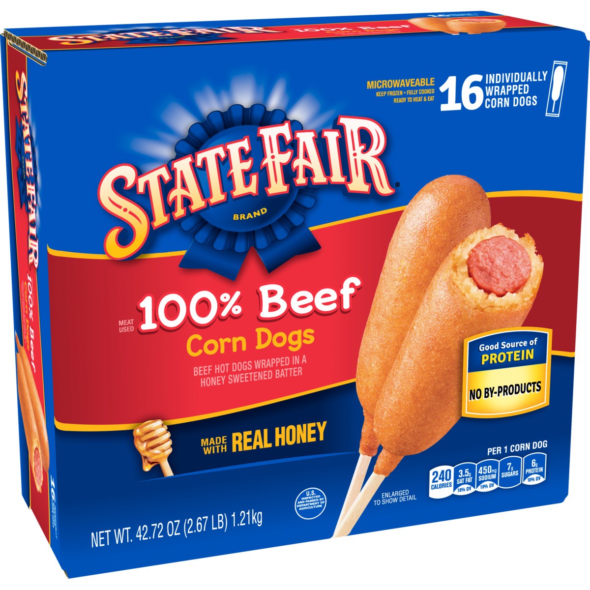 slide 9 of 9, State Fair Beef Corn Dogs, Individually Wrapped, Frozen, 16 Count, 1.21 kg