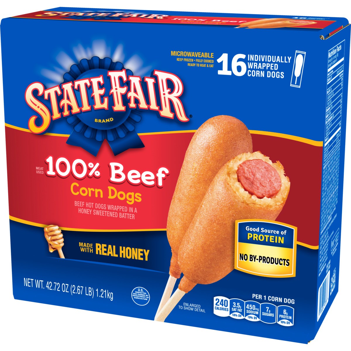 slide 2 of 9, State Fair Beef Corn Dogs, Individually Wrapped, Frozen, 16 Count, 1.21 kg