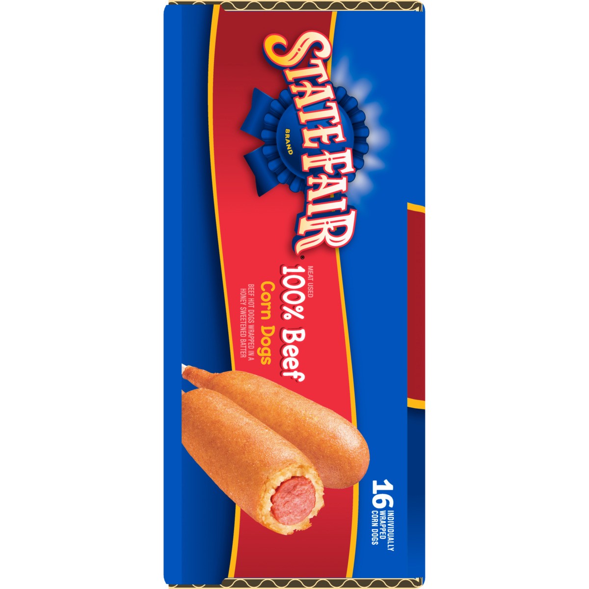 slide 6 of 9, State Fair Beef Corn Dogs, Individually Wrapped, Frozen, 16 Count, 1.21 kg