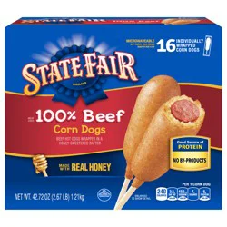 State Fair Beef Corn Dogs, Individually Wrapped, Frozen, 16 Count