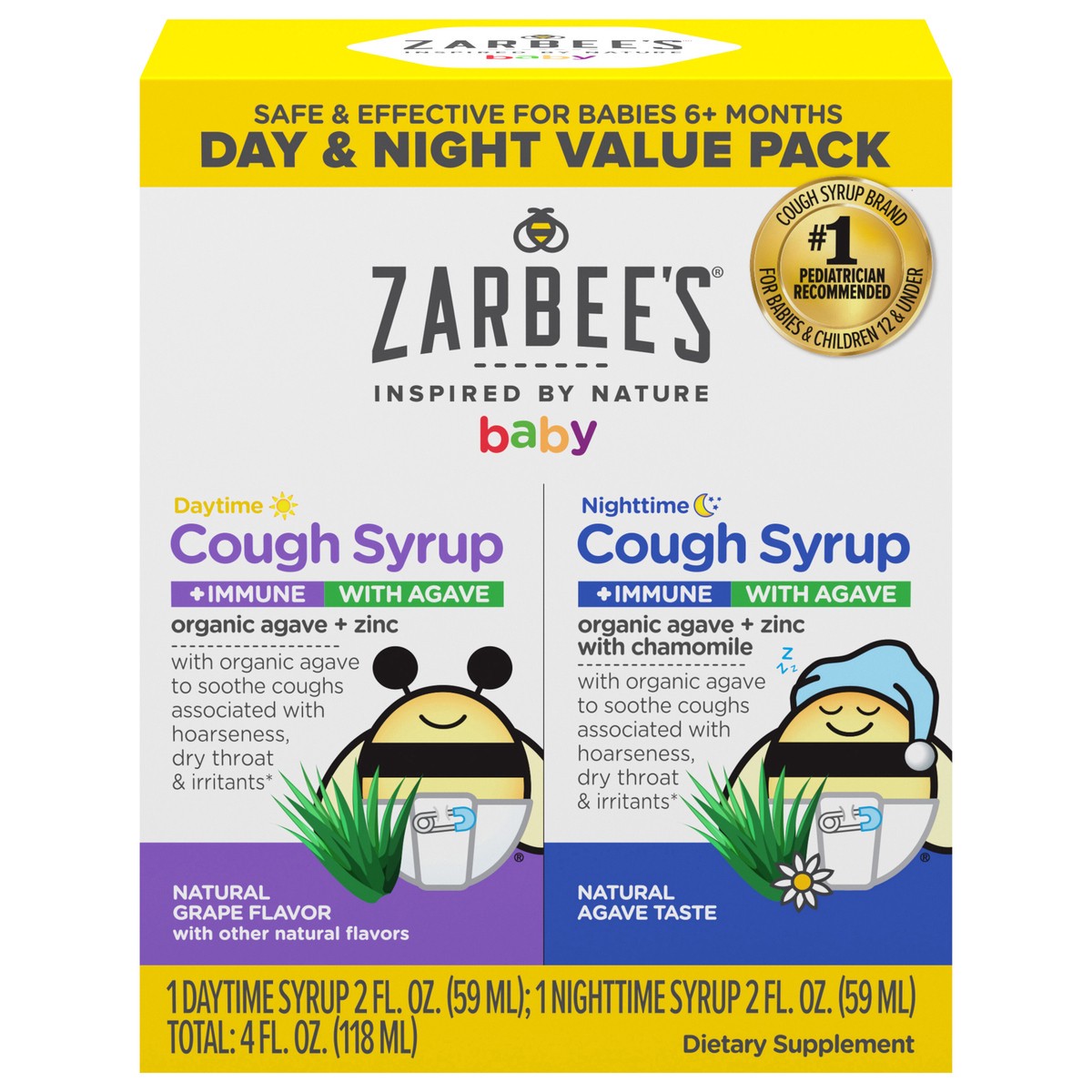 slide 1 of 11, Zarbee's Baby Day and Night Cough Syrup + Immune Pack, Grape, 4 Fl. Oz, 4 fl oz