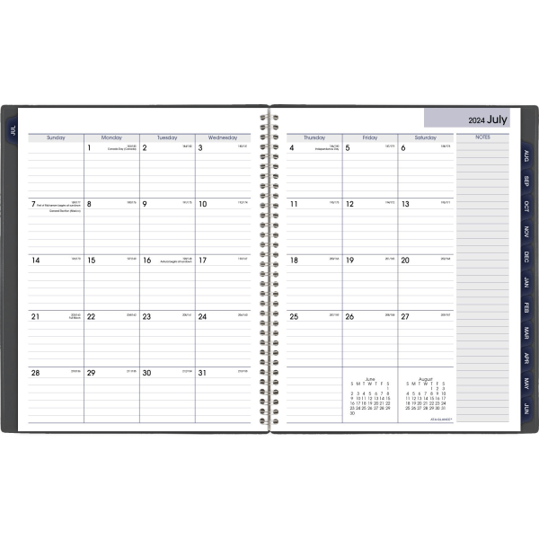 slide 8 of 10, 2024-2025 At-A-Glance Dayminder Academic Monthly Planner, 8-1/2"" X 11"", Charcoal, July To June, Ayc47045, 1 ct