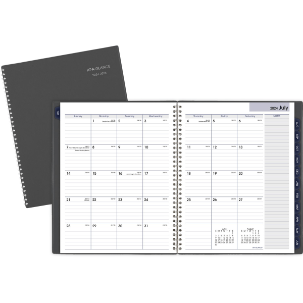 slide 3 of 10, 2024-2025 At-A-Glance Dayminder Academic Monthly Planner, 8-1/2"" X 11"", Charcoal, July To June, Ayc47045, 1 ct