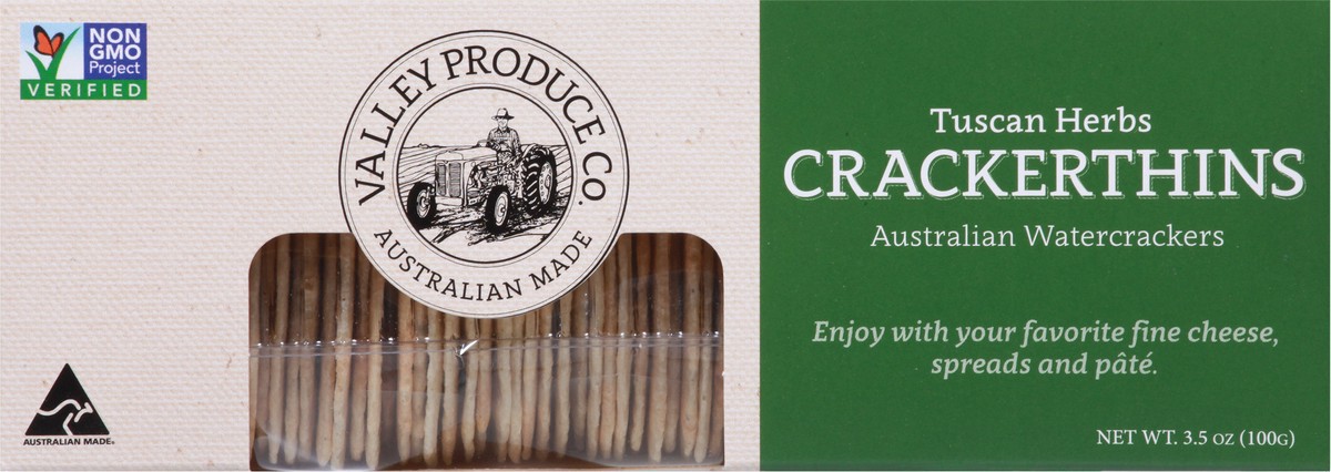 slide 10 of 14, Valley Produce Co. Tuscan Herbs Crackerthins 3.5 oz, 3.5 oz