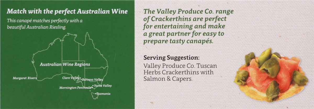 slide 2 of 14, Valley Produce Co. Tuscan Herbs Crackerthins 3.5 oz, 3.5 oz