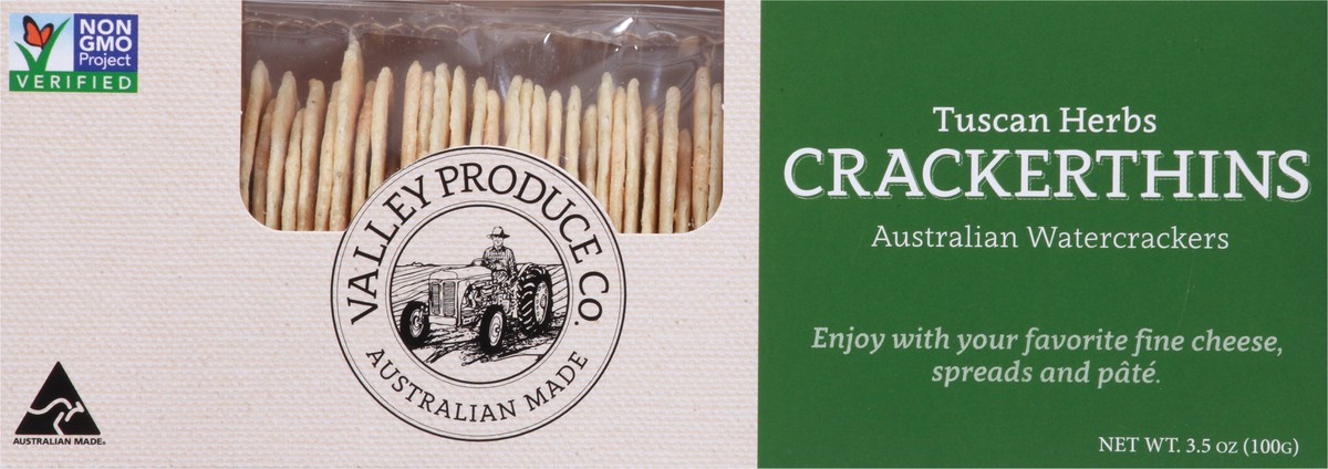 slide 7 of 14, Valley Produce Co. Tuscan Herbs Crackerthins 3.5 oz, 3.5 oz