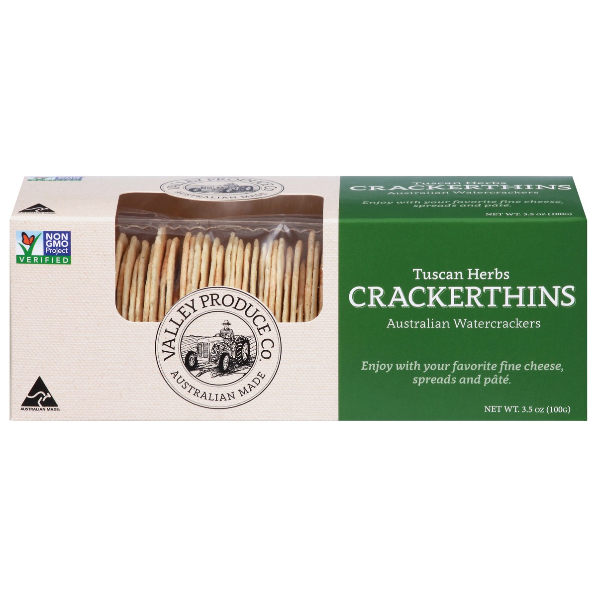 slide 1 of 14, Valley Produce Co. Tuscan Herbs Crackerthins 3.5 oz, 3.5 oz