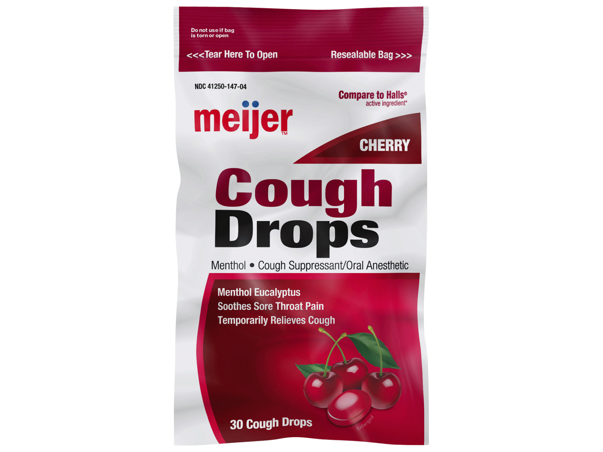 slide 1 of 5, Meijer Cherry Cough Drops, 30 ct