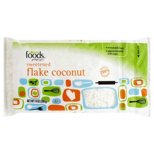 slide 1 of 1, Lowes Foods Coconut Flake Sweetened, 14 oz