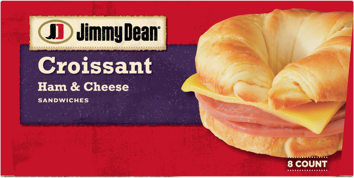 slide 3 of 6, Jimmy Dean Croissant Breakfast Sandwiches with Ham and Cheese, Frozen, 8 Count, 771.11 g