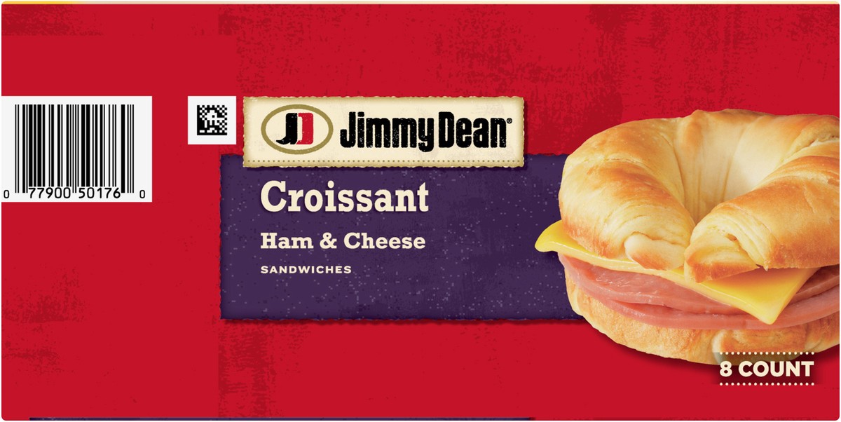 slide 2 of 6, Jimmy Dean Croissant Breakfast Sandwiches with Ham and Cheese, Frozen, 8 Count, 771.11 g