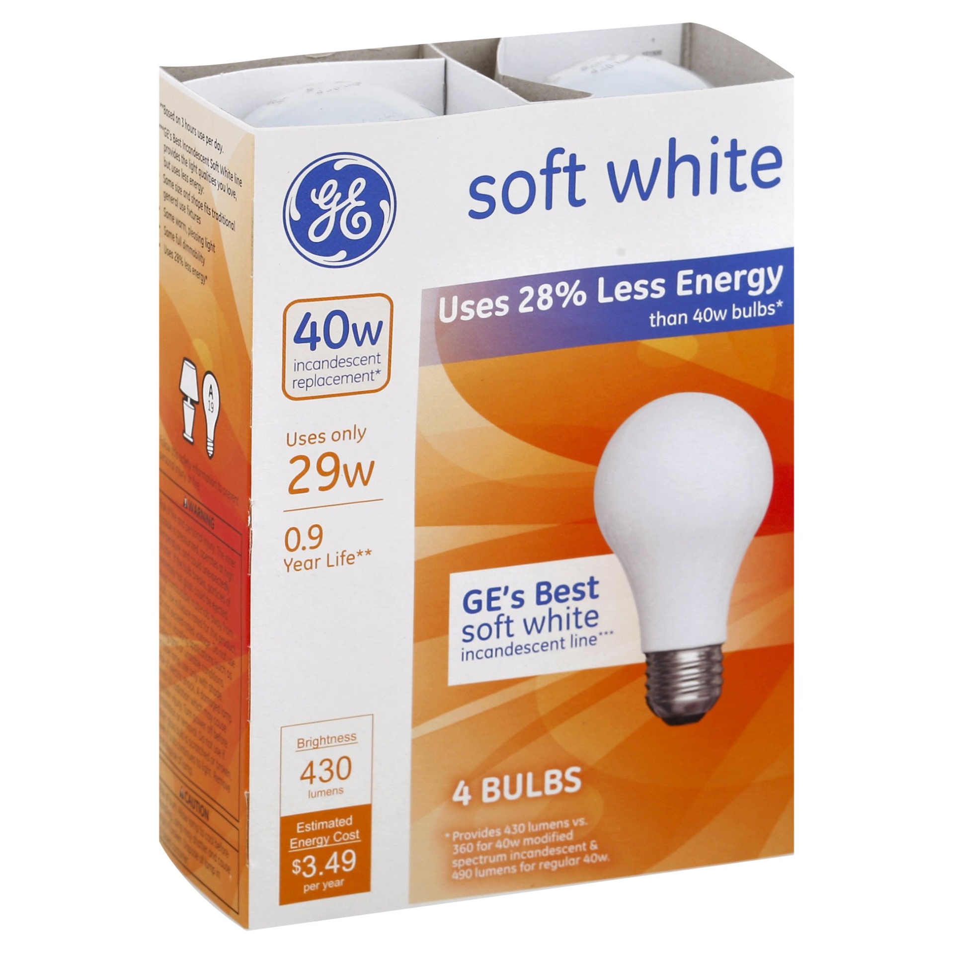 slide 1 of 1, GE Soft White 29W Bulbs, 4 ct