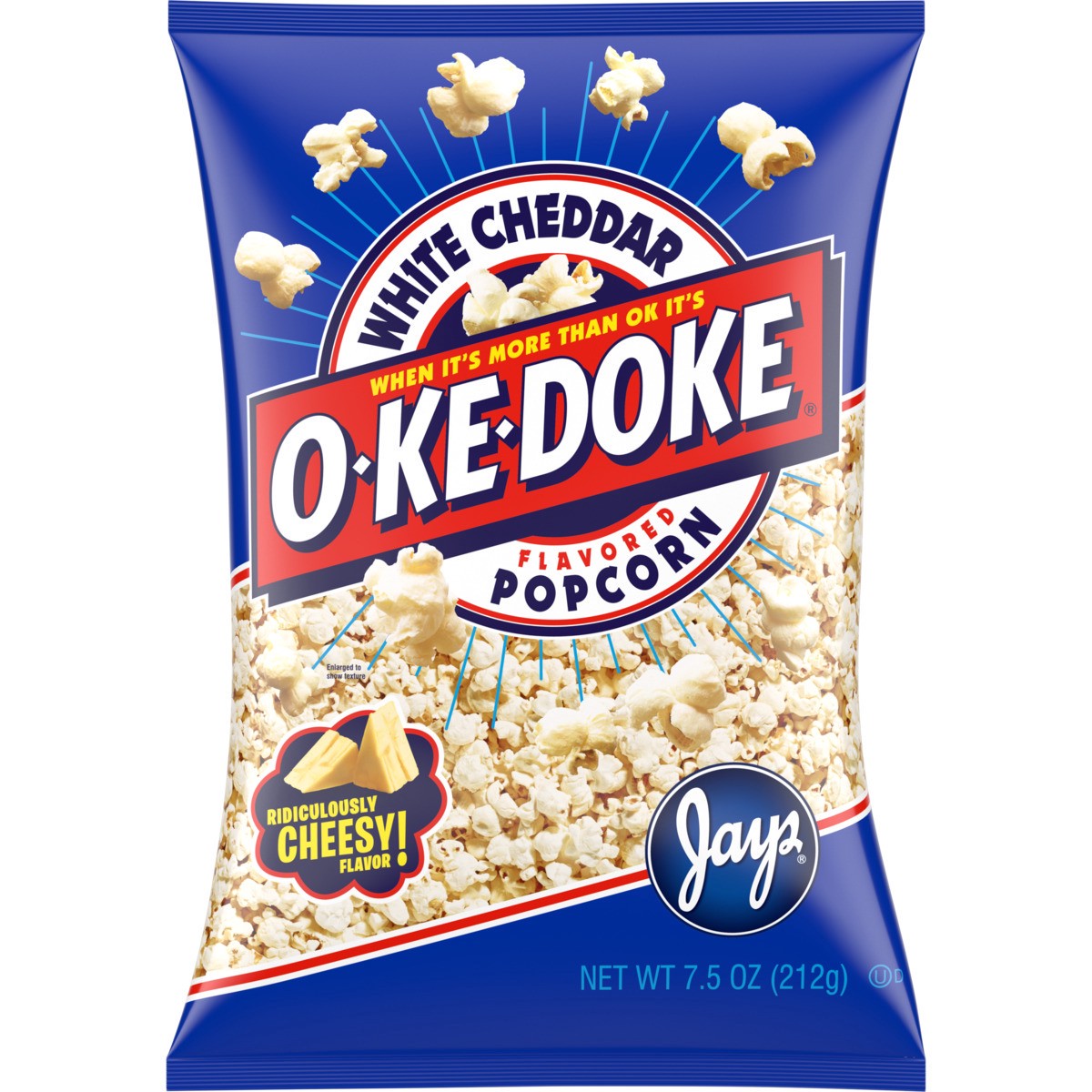 slide 1 of 5, O-Ke-Doke White Cheddar Popcorn, 7.500 oz