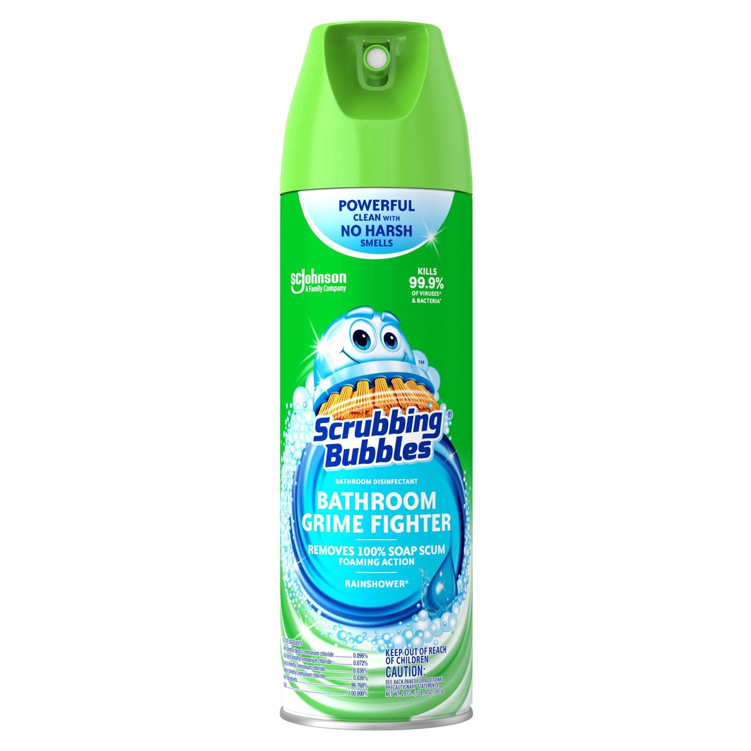 slide 3 of 21, Scrubbing Bubbles Rainshower Scent Bathroom Grime Fighter Disinfectant Aerosol - 20oz, 20 oz