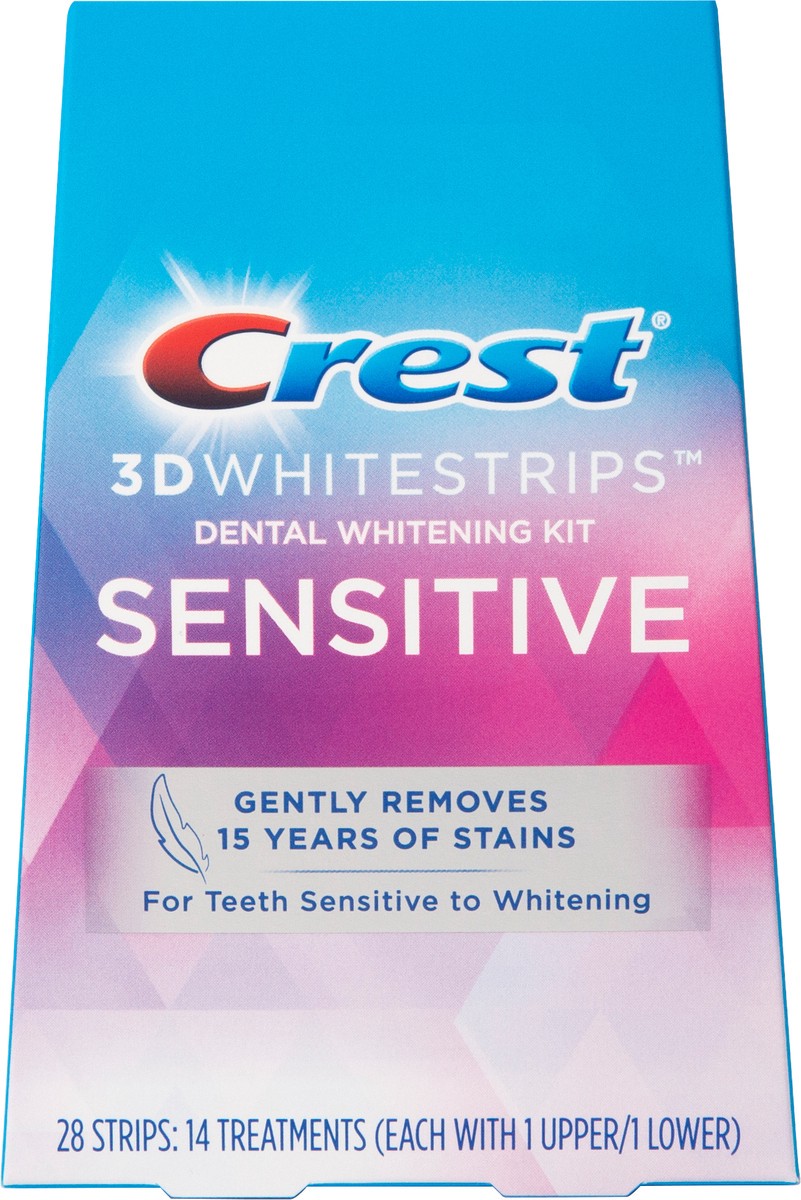 slide 2 of 2, Crest 3D Whitestrips Sensitive At-home Teeth Whitening Kit, 14 Treatments, Gently Removes 15 Years of Stains, 28 ct